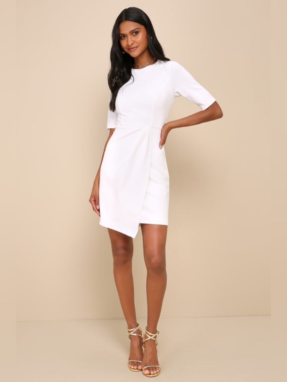 NWT Lulus Westwood White Half Sleeve Sheath Dress